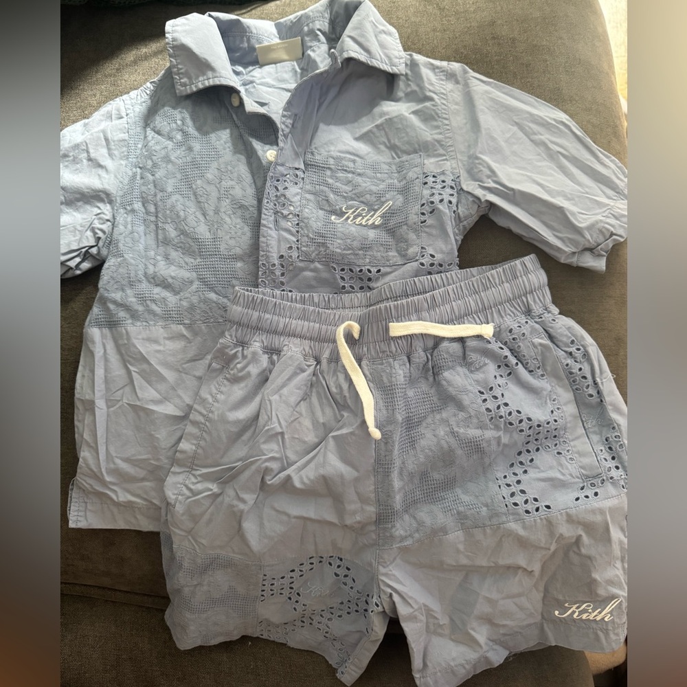 Boys baby blue kith summer shirt and shorts set